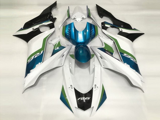 Light Blue and Gloss White 2017-2021 Yamaha R6 Motorcycle Fairing Light Blue and Gloss White 2017-2021 Yamaha R6 Motorcycle Fairing