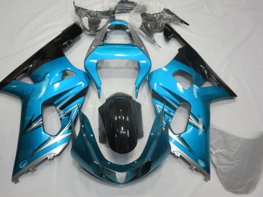 Light Blue and Silver 2001-2003 Suzuki GSXR 600-750 Motorcycle Fairing