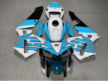 Light Blue and White Wings 2005-2006 Honda CBR600RR Motorcycle Fairing