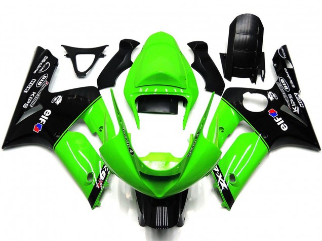 Light Green and Black Elf 2003-2004 Kawasaki ZX6R Motorcycle Fairing Light Green and Black Elf 2003-2004 Kawasaki ZX6R Motorcycle Fairing