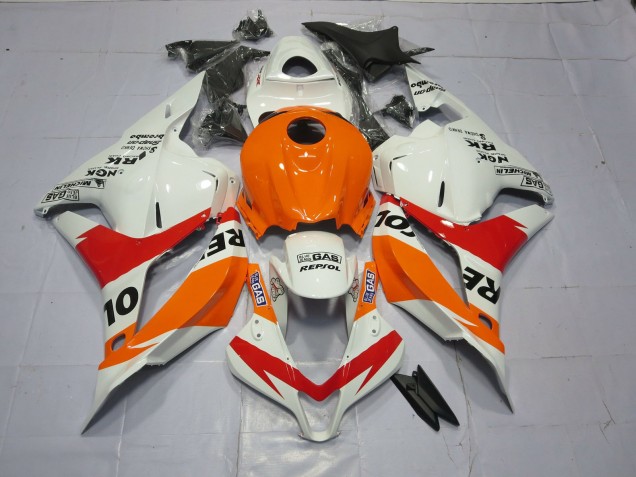 Light Orange and White Repsol 2009-2012 Honda CBR600RR Motorcycle Fairing Light Orange and White Repsol 2009-2012 Honda CBR600RR Motorcycle Fairing