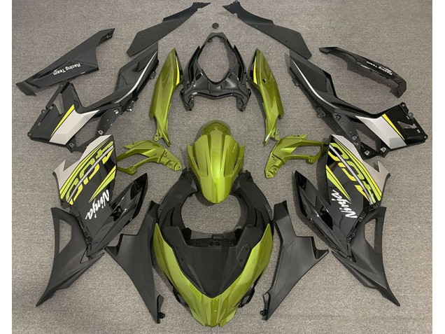 Liquid Yellow and Grey 2018-2023 Kawasaki Ninja 400 Motorcycle Fairing Liquid Yellow and Grey 2018-2023 Kawasaki Ninja 400 Motorcycle Fairing