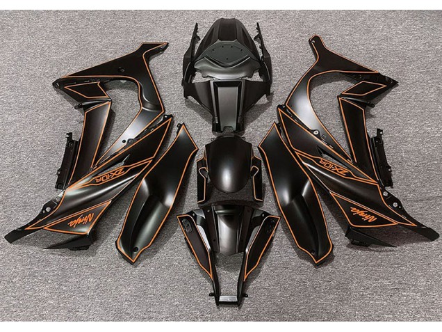 Matte Black & Orange Lining 2011-2015 Kawasaki ZX10R Motorcycle Fairing Matte Black & Orange Lining 2011-2015 Kawasaki ZX10R Motorcycle Fairing