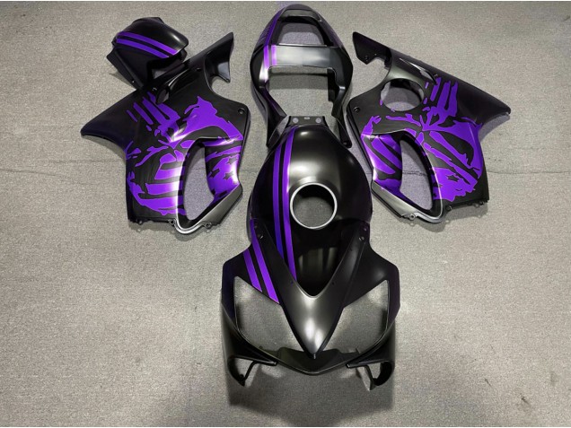 Matte Black & Purple Skull 2001-2003 Honda CBR600 F4i Motorcycle Fairing Matte Black & Purple Skull 2001-2003 Honda CBR600 F4i Motorcycle Fairing