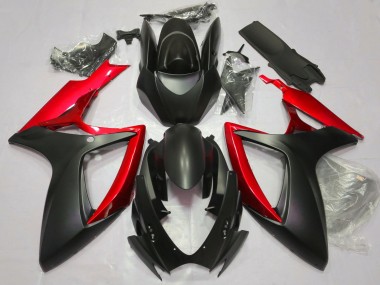 Matte Black & Red 2006-2007 Suzuki GSXR 600-750 Motorcycle Fairing