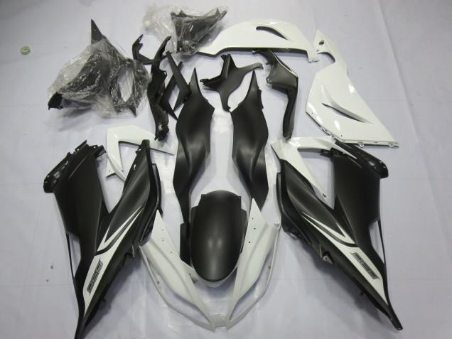 Matte Black White 2013-2018 Kawasaki ZX6R Motorcycle Fairing Matte Black White 2013-2018 Kawasaki ZX6R Motorcycle Fairing