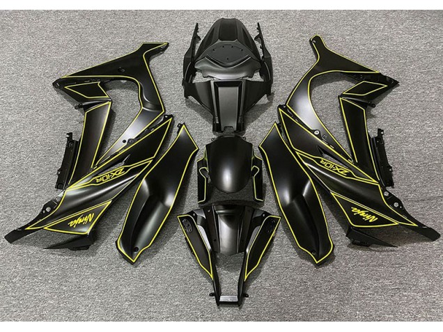 Matte Black & Yellow Lining 2011-2015 Kawasaki ZX10R Motorcycle Fairing Matte Black & Yellow Lining 2011-2015 Kawasaki ZX10R Motorcycle Fairing