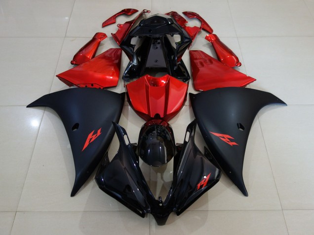 Matte Black and Fire Red 2012-2014 Yamaha R1 Motorcycle Fairing Matte Black and Fire Red 2012-2014 Yamaha R1 Motorcycle Fairing