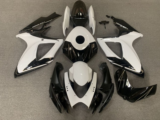 Matte Black and Gloss White 2006-2007 Suzuki GSXR 600-750 Motorcycle Fairing Matte Black and Gloss White 2006-2007 Suzuki GSXR 600-750 Motorcycle Fairing