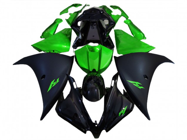 Matte Black and Green 2012-2014 Yamaha R1 Motorcycle Fairing Matte Black and Green 2012-2014 Yamaha R1 Motorcycle Fairing