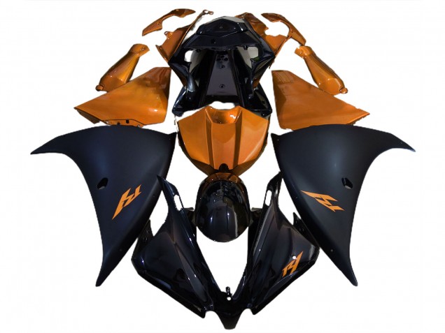 Matte Black and Orange 2012-2014 Yamaha R1 Motorcycle Fairing Matte Black and Orange 2012-2014 Yamaha R1 Motorcycle Fairing