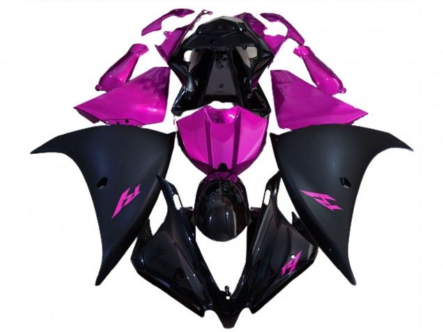 Matte Black and Pink 2012-2014 Yamaha R1 Motorcycle Fairing Matte Black and Pink 2012-2014 Yamaha R1 Motorcycle Fairing