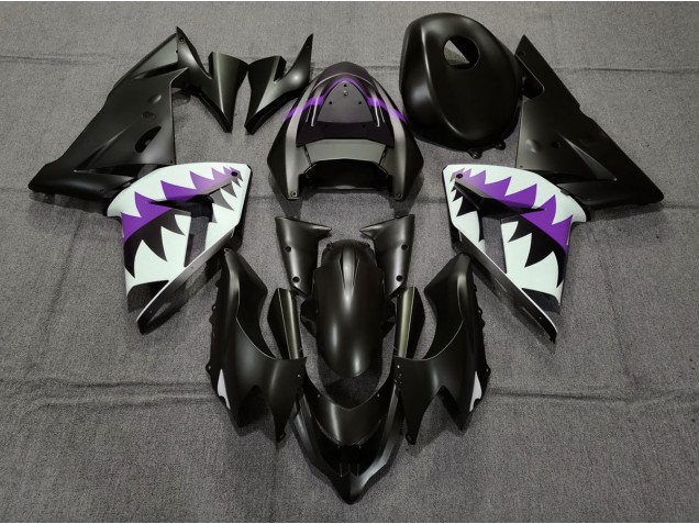 Matte Black and Purple Shark 2004-2005 Kawasaki ZX10R Motorcycle Fairing Matte Black and Purple Shark 2004-2005 Kawasaki ZX10R Motorcycle Fairing