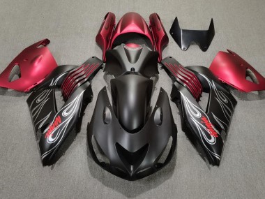 Matte Black and Red 2006-2011 Kawasaki ZX14R Motorcycle Fairing