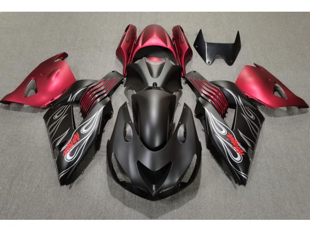 Matte Black and Red 2006-2011 Kawasaki ZX14R Motorcycle Fairing Matte Black and Red 2006-2011 Kawasaki ZX14R Motorcycle Fairing