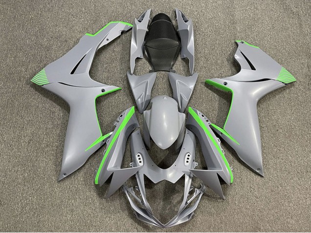 Matte Nardo Grey & Green Accents 2011-2024 Suzuki GSXR 600-750 Motorcycle Fairing Matte Nardo Grey & Green Accents 2011-2024 Suzuki GSXR 600-750 Motorcycle Fairing