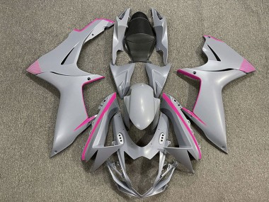 Matte Nardo Grey & Pink Accents 2011-2024 Suzuki GSXR 600-750 Motorcycle Fairing