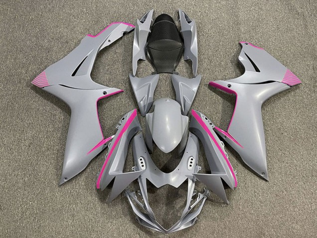 Matte Nardo Grey & Pink Accents 2011-2024 Suzuki GSXR 600-750 Motorcycle Fairing Matte Nardo Grey & Pink Accents 2011-2024 Suzuki GSXR 600-750 Motorcycle Fairing