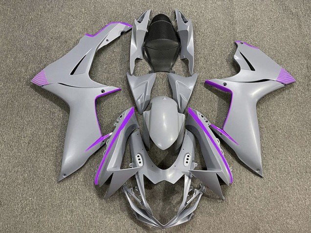 Matte Nardo Grey & Purple Accents 2011-2024 Suzuki GSXR 600-750 Motorcycle Fairing Matte Nardo Grey & Purple Accents 2011-2024 Suzuki GSXR 600-750 Motorcycle Fairing