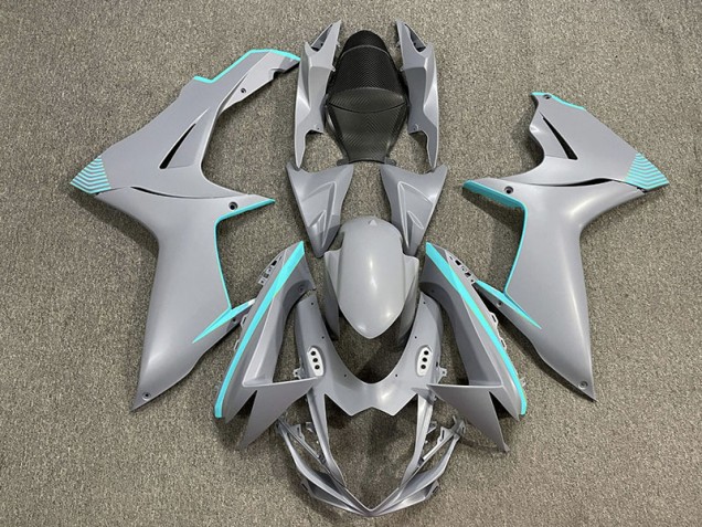 Matte Nardo Grey & Teal Accents 2011-2024 Suzuki GSXR 600-750 Motorcycle Fairing Matte Nardo Grey & Teal Accents 2011-2024 Suzuki GSXR 600-750 Motorcycle Fairing