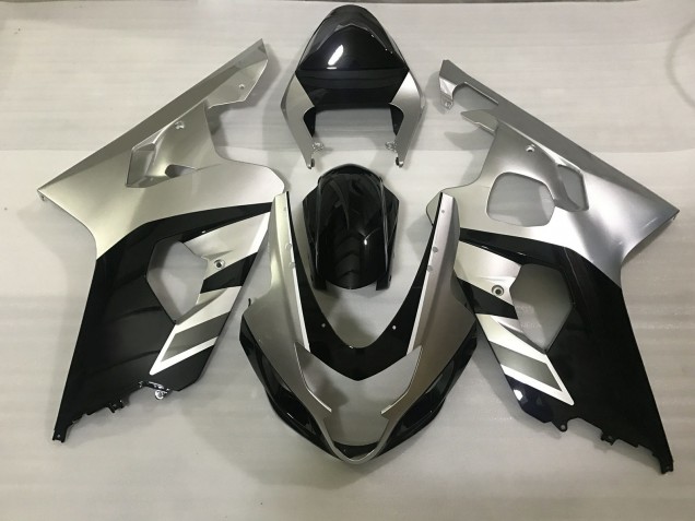 Matte Silver and Black 2004-2005 Suzuki GSXR 600-750 Motorcycle Fairing Matte Silver and Black 2004-2005 Suzuki GSXR 600-750 Motorcycle Fairing