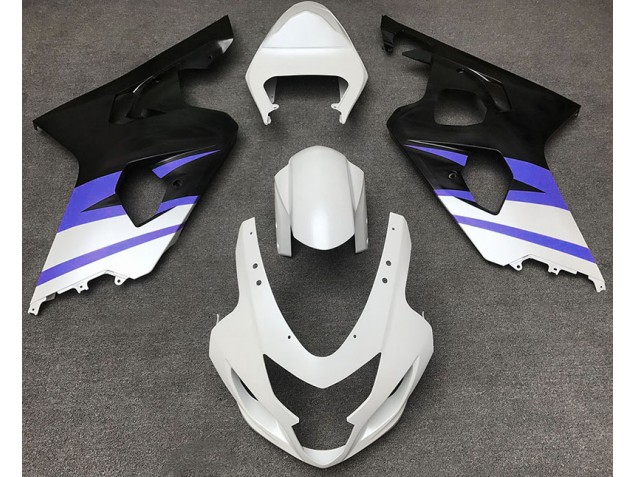 Matte White & Blue 2004-2005 Suzuki GSXR 600-750 Motorcycle Fairing Matte White & Blue 2004-2005 Suzuki GSXR 600-750 Motorcycle Fairing
