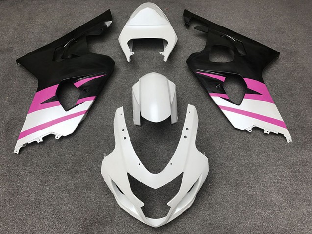 Matte White & Pink 2004-2005 Suzuki GSXR 600-750 Motorcycle Fairing Matte White & Pink 2004-2005 Suzuki GSXR 600-750 Motorcycle Fairing