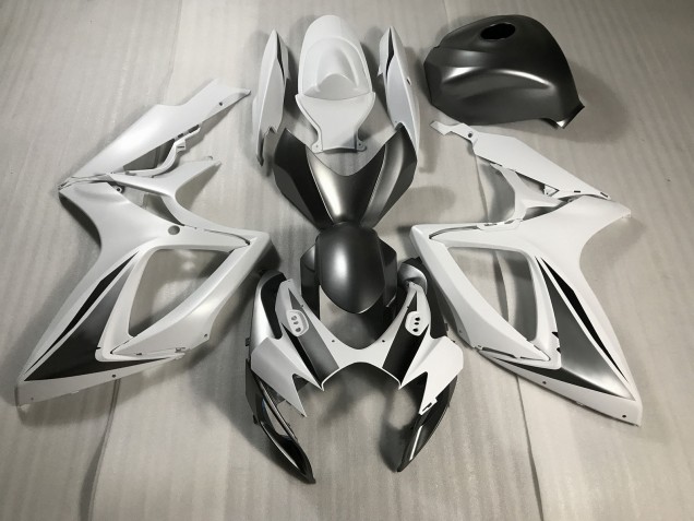 Matte White and Grey 2006-2007 Suzuki GSXR 600-750 Motorcycle Fairing Matte White and Grey 2006-2007 Suzuki GSXR 600-750 Motorcycle Fairing