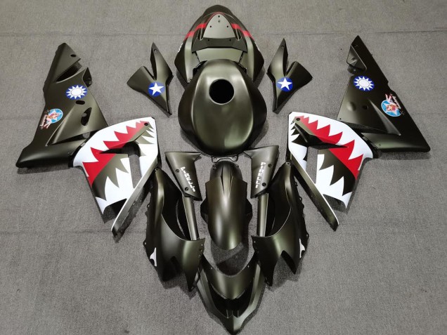 Military Green Shark 2004-2005 Kawasaki ZX10R Motorcycle Fairing Military Green Shark 2004-2005 Kawasaki ZX10R Motorcycle Fairing