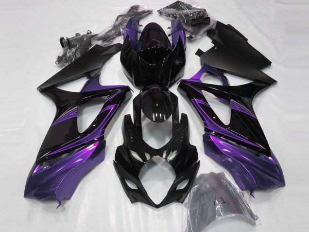 Mood Purple and Gloss Black 2007-2008 Suzuki GSXR 1000 Motorcycle Fairing Mood Purple and Gloss Black 2007-2008 Suzuki GSXR 1000 Motorcycle Fairing