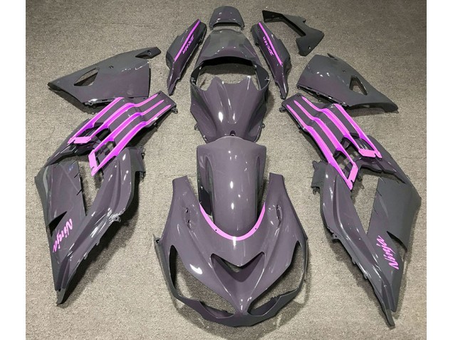 Nardo Grey & Pink 2012-2021 Kawasaki ZX14R Motorcycle Fairing Nardo Grey & Pink 2012-2021 Kawasaki ZX14R Motorcycle Fairing
