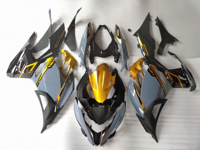 Nardo Grey & Gold 2018-2023 Kawasaki Ninja 400 Motorcycle Fairing Nardo Grey & Gold 2018-2023 Kawasaki Ninja 400 Motorcycle Fairing