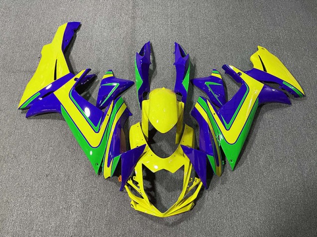Orange Green and Blue 2011-2024 Suzuki GSXR 600-750 Motorcycle Fairing Orange Green and Blue 2011-2024 Suzuki GSXR 600-750 Motorcycle Fairing