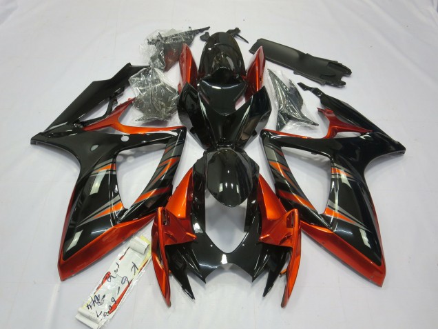 Orange and Black 2006-2007 Suzuki GSXR 600-750 Motorcycle Fairing Orange and Black 2006-2007 Suzuki GSXR 600-750 Motorcycle Fairing