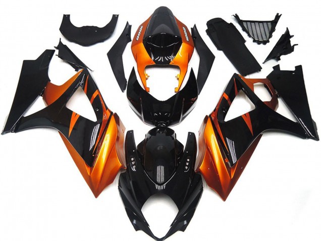 Orange and Gloss Black Style 2007-2008 Suzuki GSXR 1000 Motorcycle Fairing Orange and Gloss Black Style 2007-2008 Suzuki GSXR 1000 Motorcycle Fairing