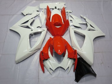 Orange and White 2006-2007 Suzuki GSXR 600-750 Motorcycle Fairing