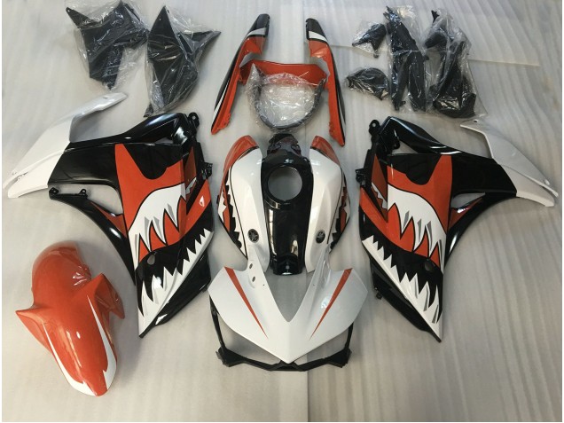 Orange and White Shark 2015-2018 Yamaha R3 Motorcycle Fairing Orange and White Shark 2015-2018 Yamaha R3 Motorcycle Fairing