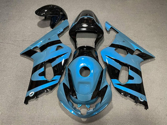 Pearl Light Blue and Black 2001-2003 Suzuki GSXR 600-750 Motorcycle Fairing Pearl Light Blue and Black 2001-2003 Suzuki GSXR 600-750 Motorcycle Fairing