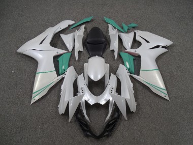Pearl White and T Blue 2011-2024 Suzuki GSXR 600-750 Motorcycle Fairing