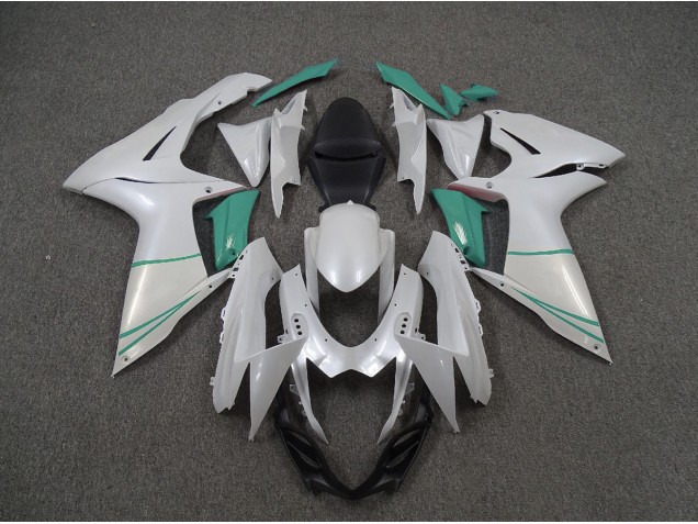 Pearl White and T Blue 2011-2024 Suzuki GSXR 600-750 Motorcycle Fairing Pearl White and T Blue 2011-2024 Suzuki GSXR 600-750 Motorcycle Fairing