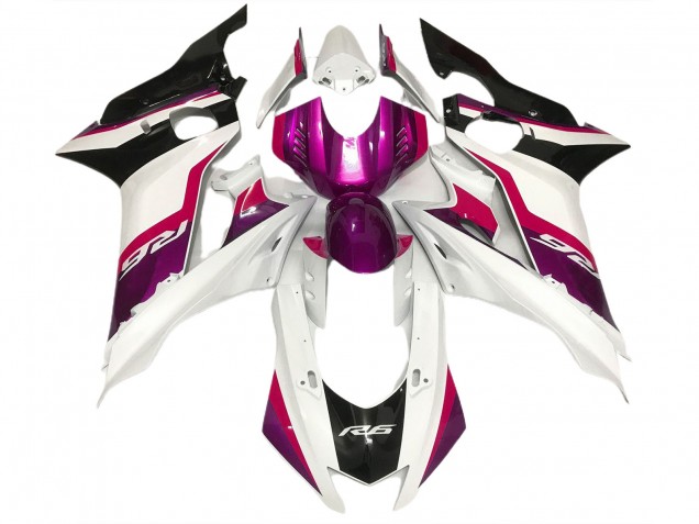 Pink and Gloss White 2017-2021 Yamaha R6 Motorcycle Fairing Pink and Gloss White 2017-2021 Yamaha R6 Motorcycle Fairing