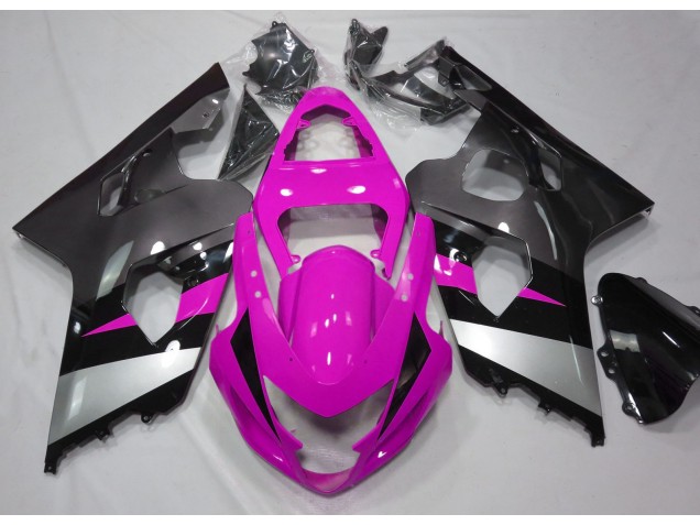 Pink and Silver 2004-2005 Suzuki GSXR 600-750 Motorcycle Fairing Pink and Silver 2004-2005 Suzuki GSXR 600-750 Motorcycle Fairing