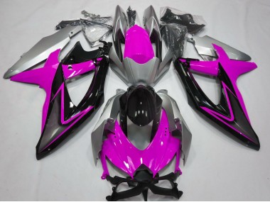 Pink and Silver 2008-2010 Suzuki GSXR 600-750 Motorcycle Fairing