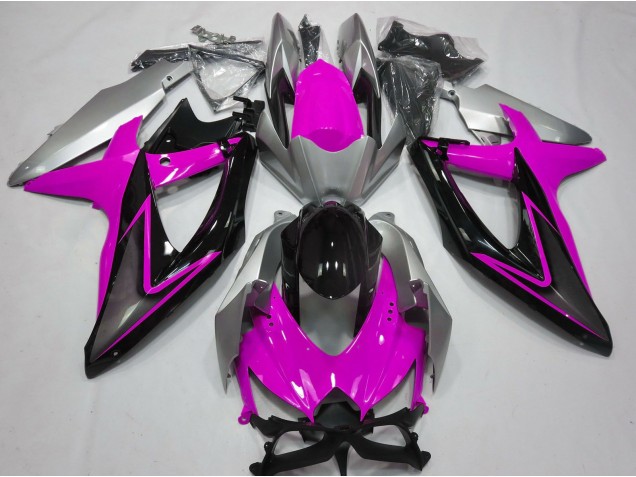 Pink and Silver 2008-2010 Suzuki GSXR 600-750 Motorcycle Fairing Pink and Silver 2008-2010 Suzuki GSXR 600-750 Motorcycle Fairing