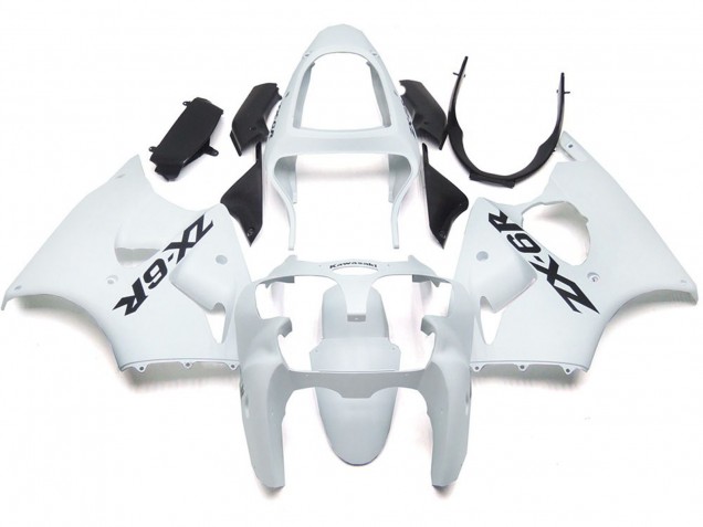 Plain Gloss White With Logo 2000-2002 Kawasaki ZX6R Motorcycle Fairing Plain Gloss White With Logo 2000-2002 Kawasaki ZX6R Motorcycle Fairing