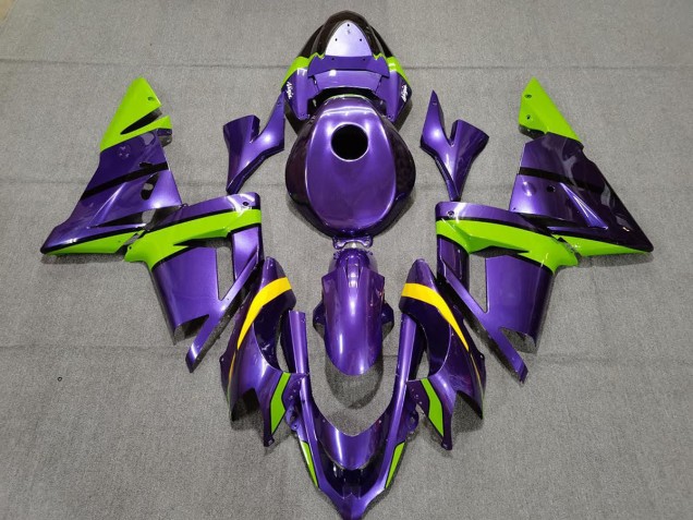 Purple Green and Yellow 2004-2005 Kawasaki ZX10R Motorcycle Fairing Purple Green and Yellow 2004-2005 Kawasaki ZX10R Motorcycle Fairing