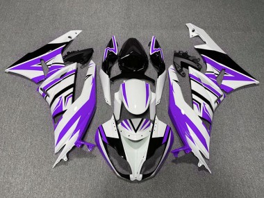 Purple White and Black Zag 2009-2012 Kawasaki ZX6R Motorcycle Fairing
