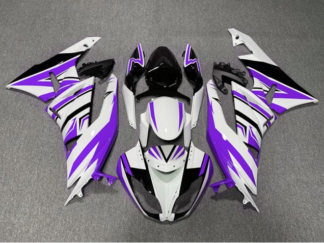 Purple White and Black Zag 2009-2012 Kawasaki ZX6R Motorcycle Fairing Purple White and Black Zag 2009-2012 Kawasaki ZX6R Motorcycle Fairing