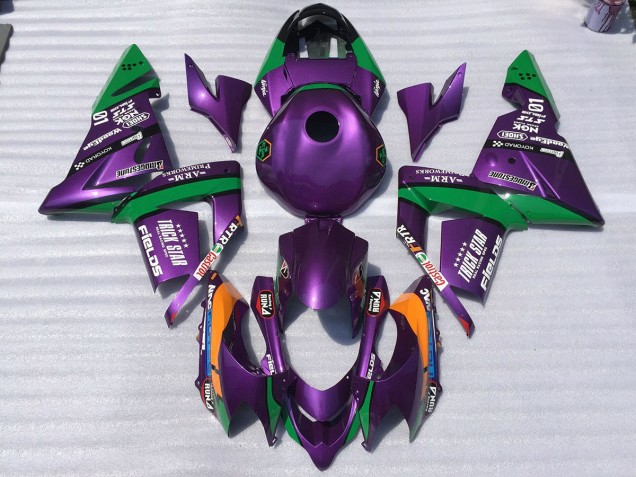 Purple and Green Trickstar 2004-2005 Kawasaki ZX10R Motorcycle Fairing Purple and Green Trickstar 2004-2005 Kawasaki ZX10R Motorcycle Fairing