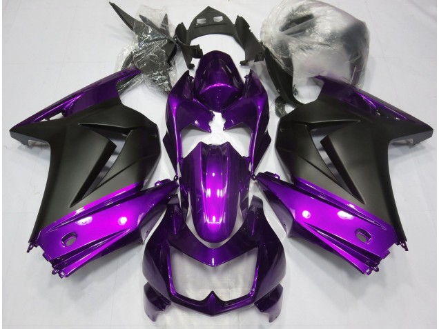 Purple and Matte Black 2008-2012 Kawasaki Ninja 250 Motorcycle Fairing Purple and Matte Black 2008-2012 Kawasaki Ninja 250 Motorcycle Fairing